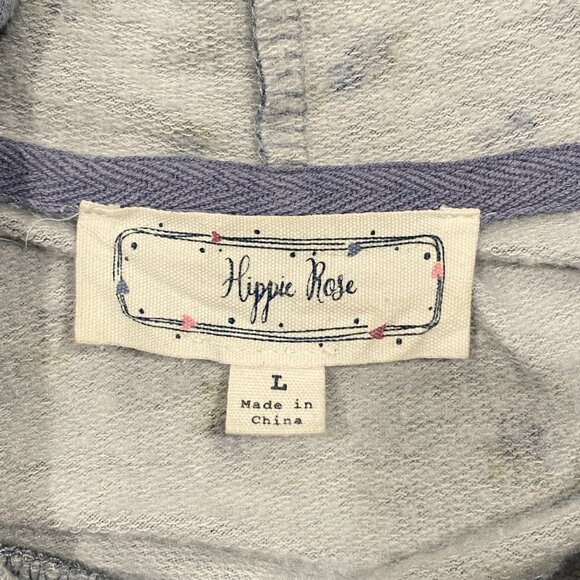Hippie Rose Blue Floral Pullover Hoodie Boho Ditsy Flower Sweatshirt Large - Picture 4 of 4